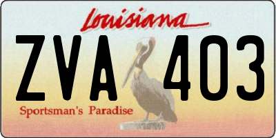 LA license plate ZVA403