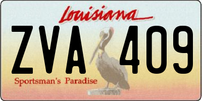 LA license plate ZVA409