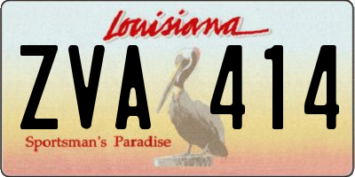 LA license plate ZVA414