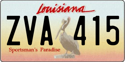 LA license plate ZVA415