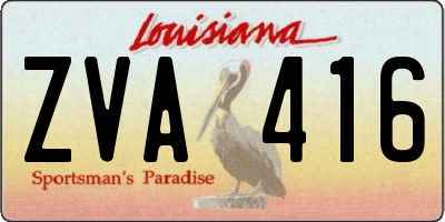 LA license plate ZVA416