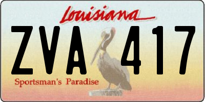 LA license plate ZVA417