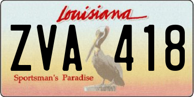 LA license plate ZVA418