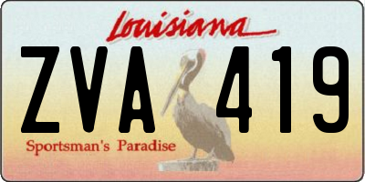 LA license plate ZVA419