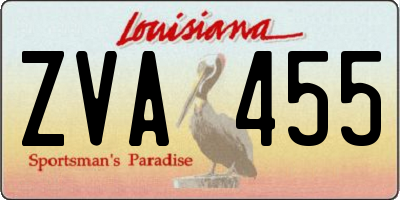 LA license plate ZVA455