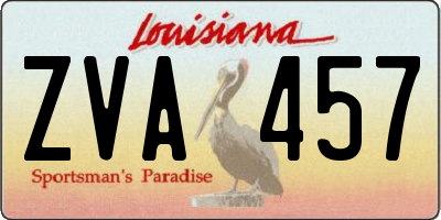 LA license plate ZVA457