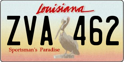 LA license plate ZVA462