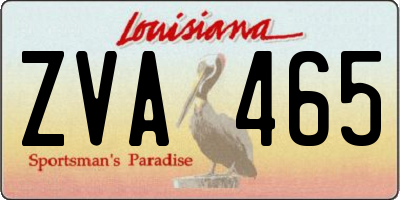 LA license plate ZVA465