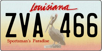 LA license plate ZVA466