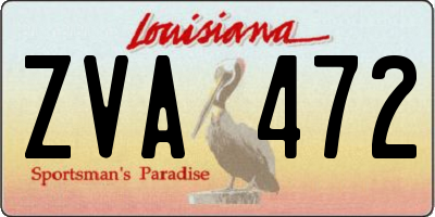 LA license plate ZVA472