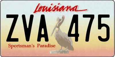 LA license plate ZVA475
