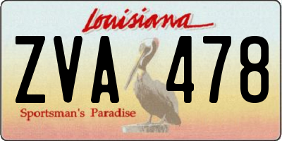 LA license plate ZVA478