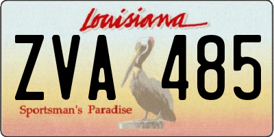 LA license plate ZVA485