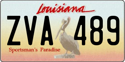 LA license plate ZVA489