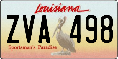 LA license plate ZVA498