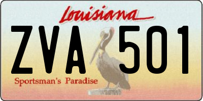LA license plate ZVA501