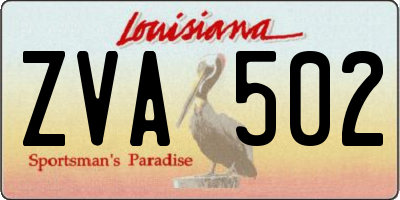 LA license plate ZVA502