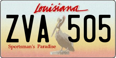 LA license plate ZVA505