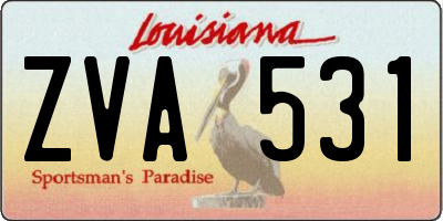 LA license plate ZVA531
