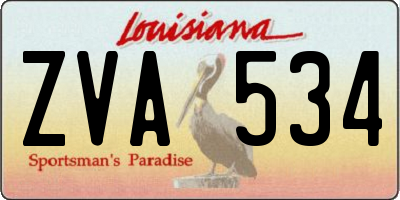 LA license plate ZVA534