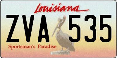 LA license plate ZVA535