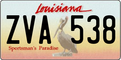 LA license plate ZVA538