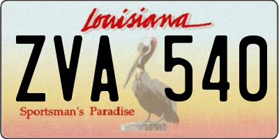 LA license plate ZVA540