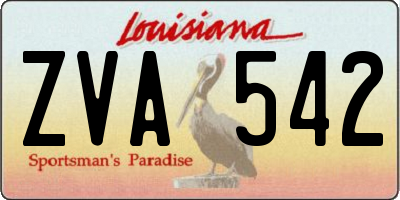 LA license plate ZVA542