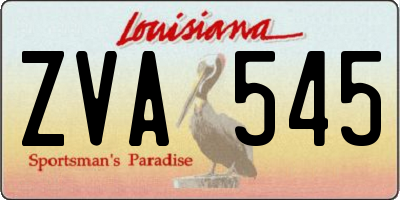 LA license plate ZVA545