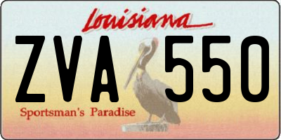 LA license plate ZVA550