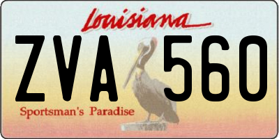 LA license plate ZVA560