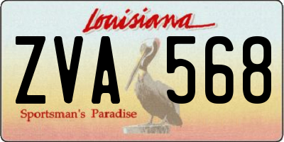 LA license plate ZVA568