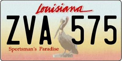 LA license plate ZVA575