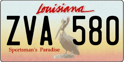 LA license plate ZVA580