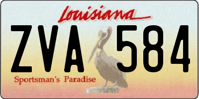 LA license plate ZVA584