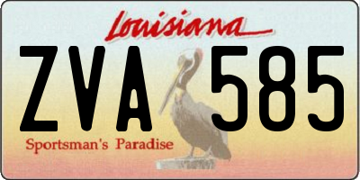 LA license plate ZVA585