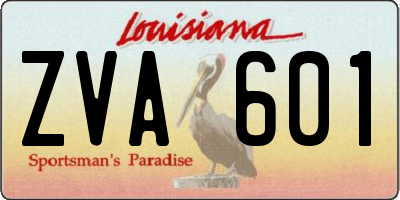 LA license plate ZVA601