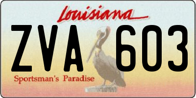 LA license plate ZVA603