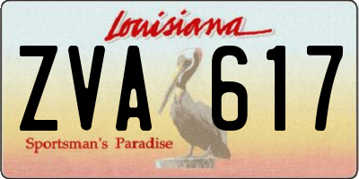 LA license plate ZVA617