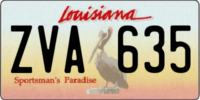 LA license plate ZVA635