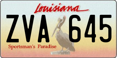 LA license plate ZVA645