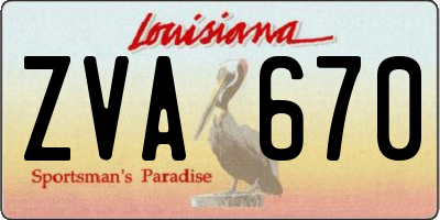 LA license plate ZVA670