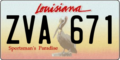 LA license plate ZVA671