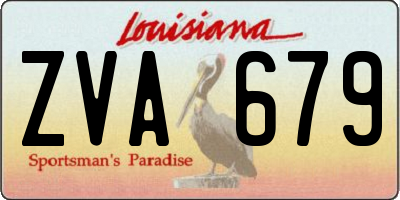 LA license plate ZVA679