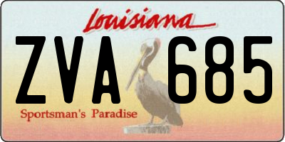 LA license plate ZVA685