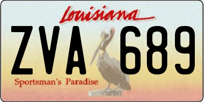 LA license plate ZVA689