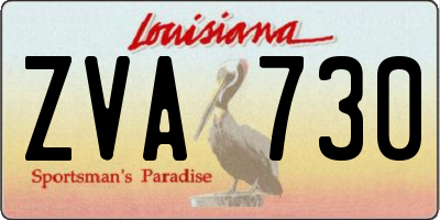 LA license plate ZVA730