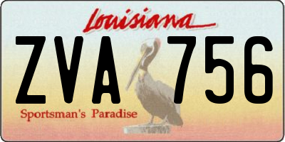 LA license plate ZVA756