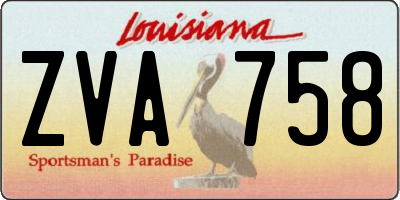 LA license plate ZVA758