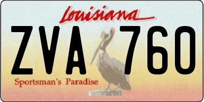 LA license plate ZVA760